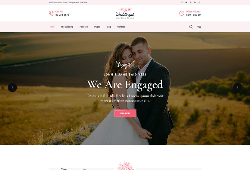 Woddingat - Wedding WordPress Theme