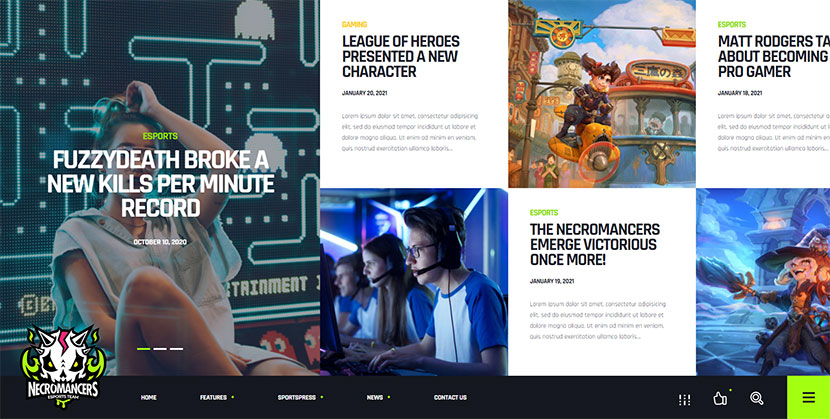 Necromancers - eSports & Gaming Team WordPress Theme