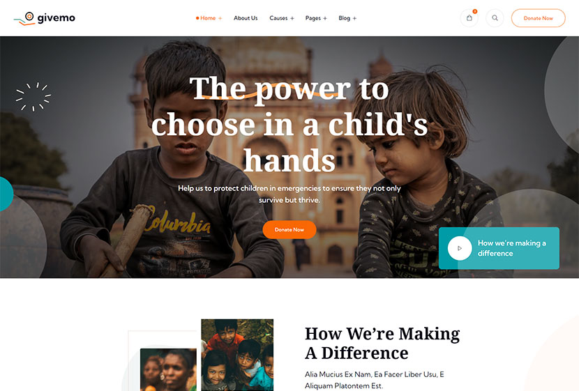 Givemo - Charity & Nonprofit WordPress Theme