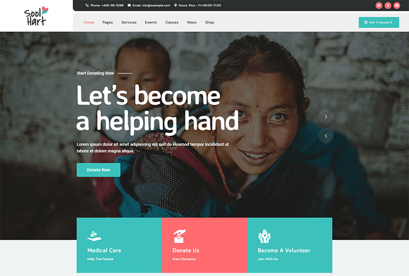 Soolhart - Charity Nonprofit WordPress Theme