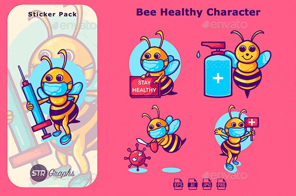 5 Bee Healthy - Sticker Pack