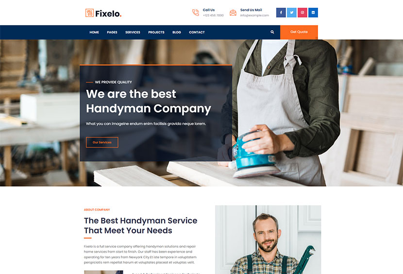 Fixelo - Handyman Services WordPress Theme
