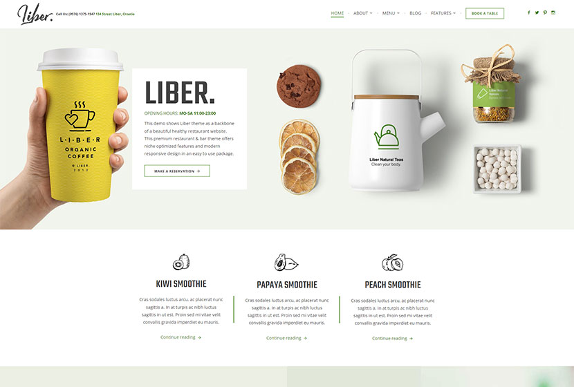 Liber - Ultimate Restaurant & Bar WordPress Theme