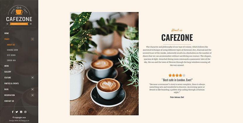 CafeZone Coffee Restaurant WordPress Theme