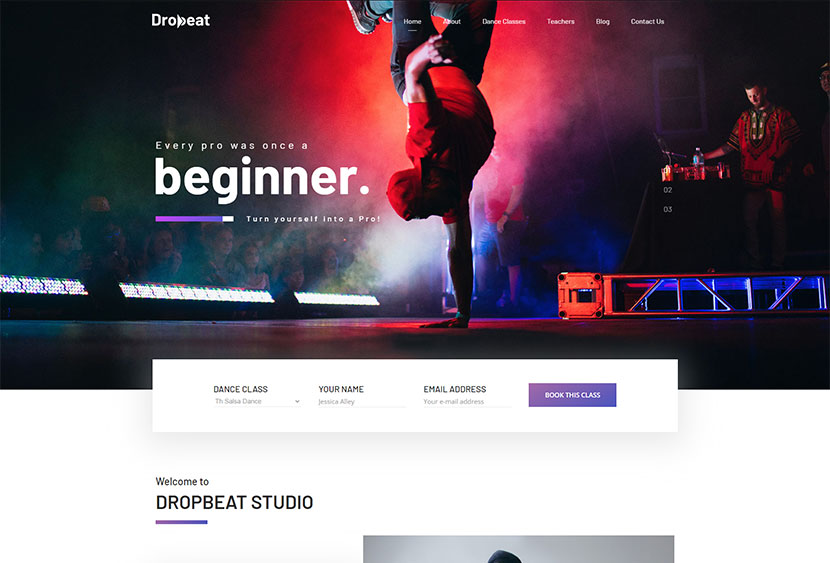Dropbeat - Creative Dance Studio WordPress Theme