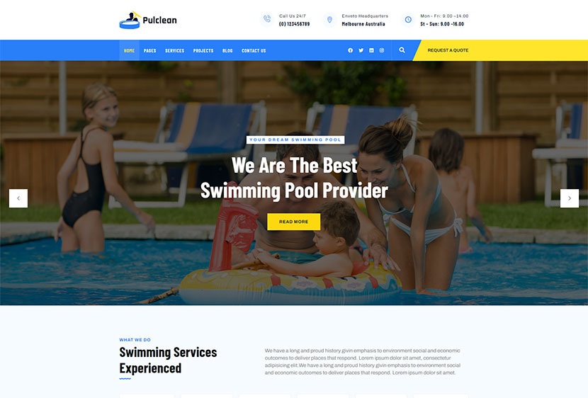 Pulclean - Swimming Pool Maintenance WordPress Theme