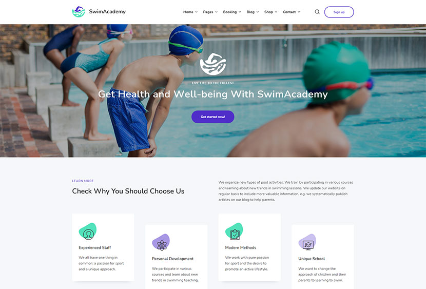 SwimAcademy - Swimming School & Course Booking WordPress Theme