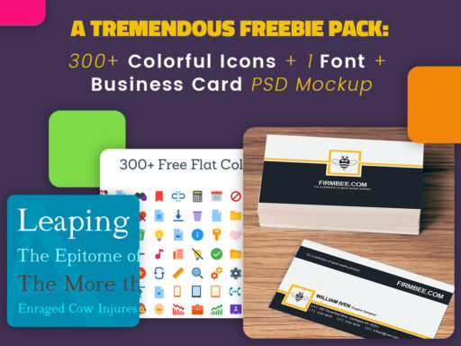 A Tremendous Freebie Pack  Colorful Icons  Font Business Card Mockup