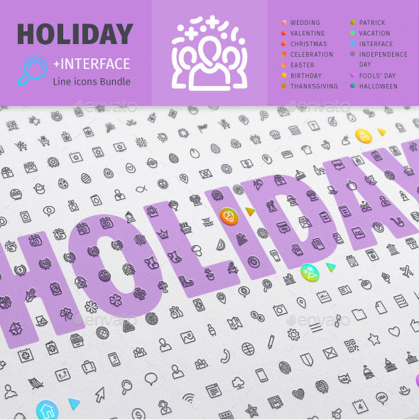 Holiday Thematic Collection of Line Icons