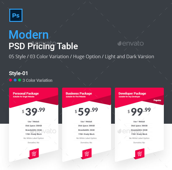 Modern PSD Pricing Table