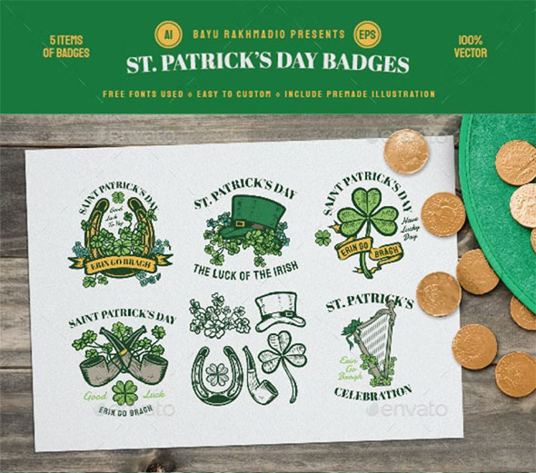 5 Saint Patrick's Day Badges