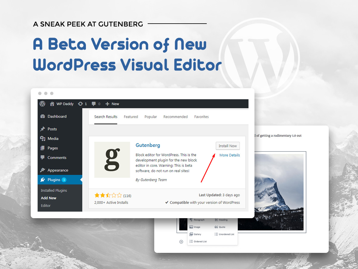 A Sneak Peek at Gutenberg - A Beta Version of New WordPress Visual Editor