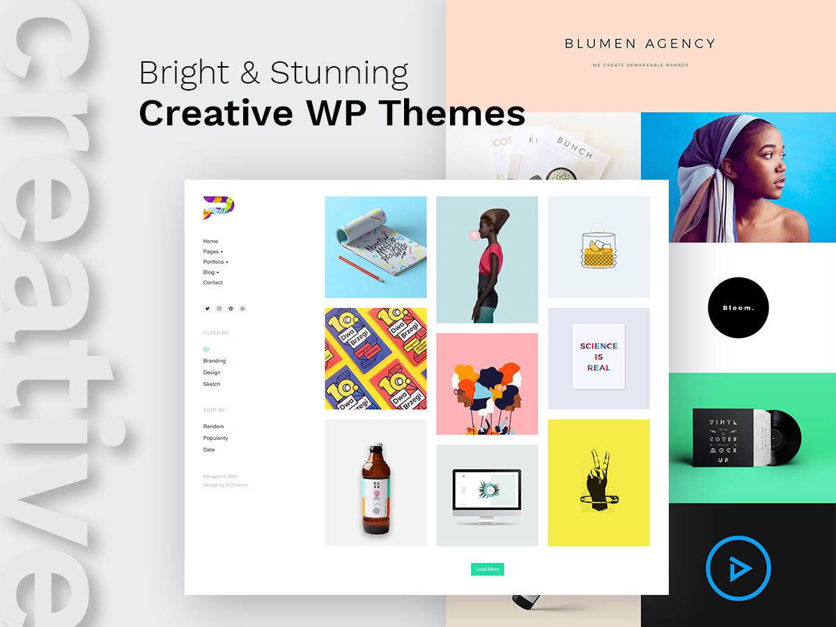 Bright and Stunning Creative WordPress Themes for Portfolios