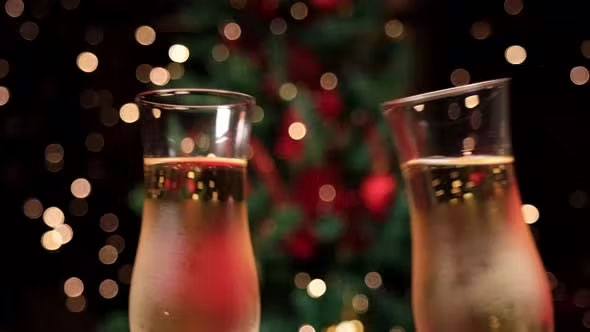 Champagne toast for Christmas celebration