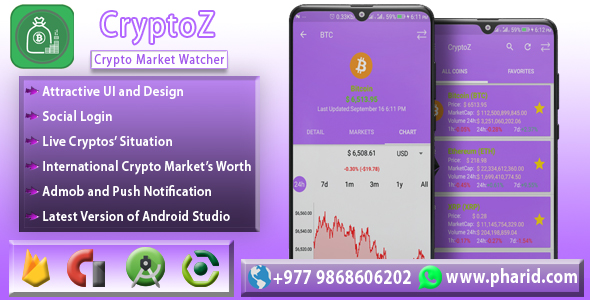 CryptoZ - Crypto Market Watcher  Android Studio Project  Admob Ads  Beautiful UI