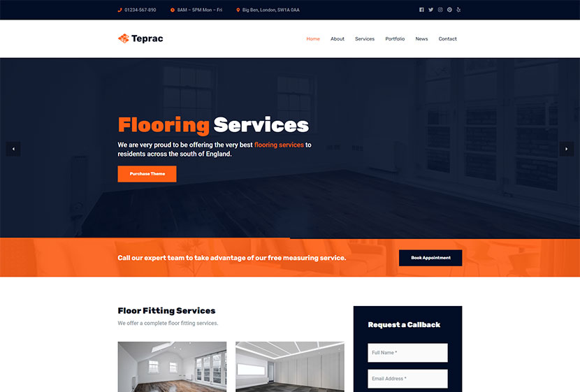 Teprac - WordPress Flooring Services Theme
