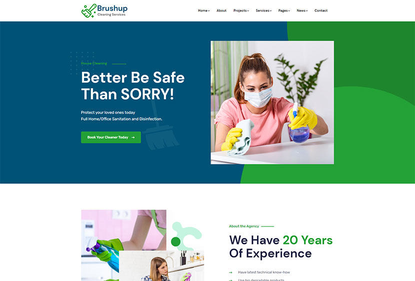Brushup - Cleaning Service Company WordPress Theme