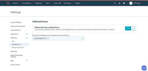 hubspot settings collected forms