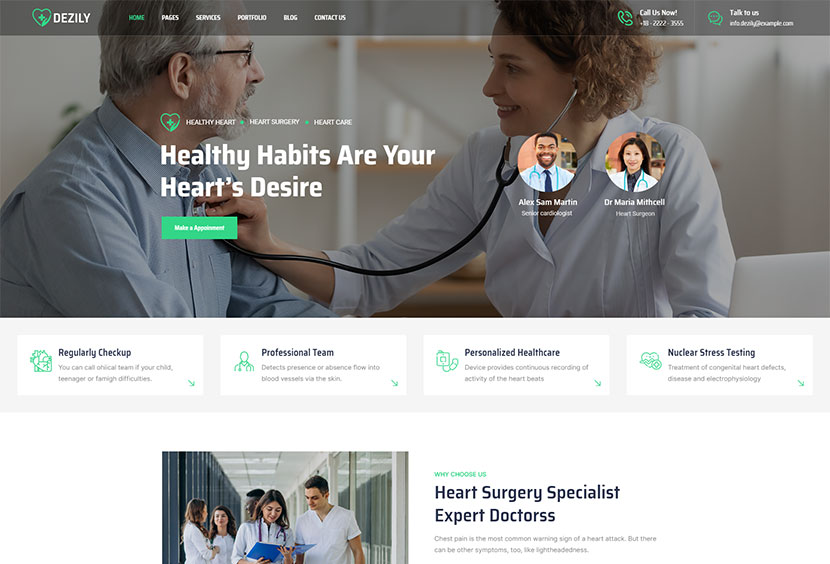 Dezily - Cardiology Medical WordPress Theme