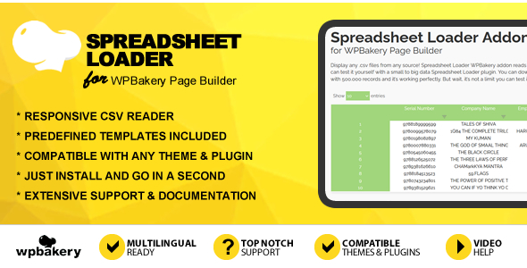 Spreadsheet Loader Addon for WPBakery Page Builder