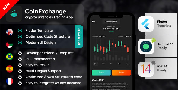 Cryptocurrency Trading Android + iOS Template FLUTTER Coinexchange