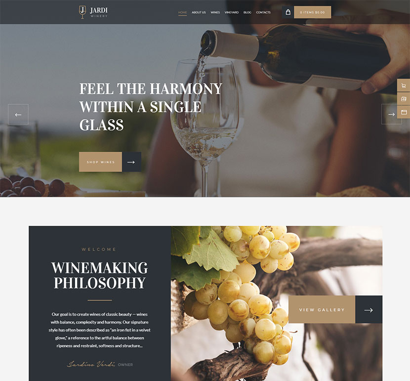 Jardi Winery, Vineyard & Wine Shop WordPress Theme