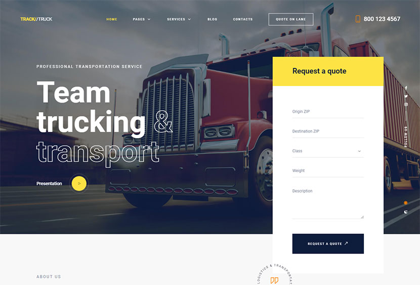 TrackTruck - Freight Brokerage and Logistics Company WordPress theme