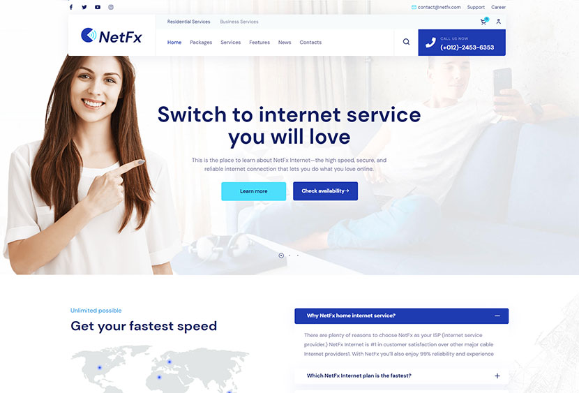 NetFx - Internet Service Providers WordPress Theme