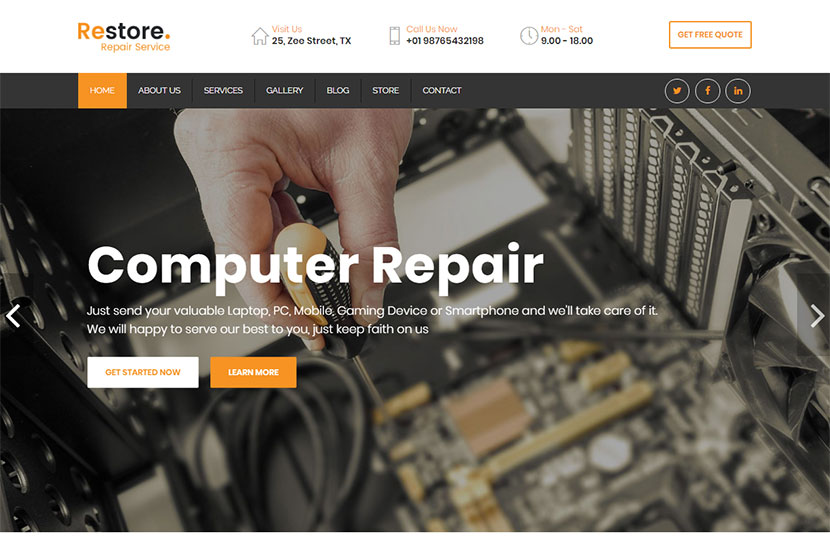 Computer Repair Website Template Free from wpdaddy.com