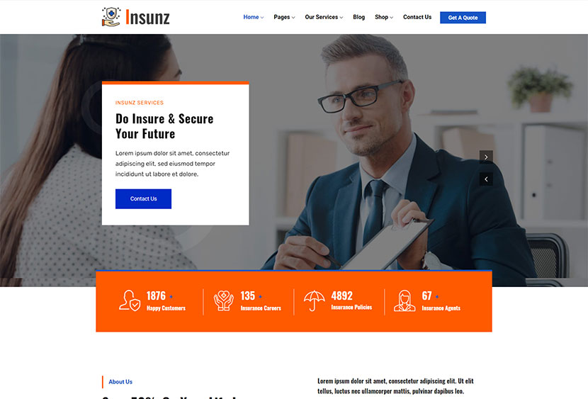 Insunz - Insurance Agency WordPress Theme