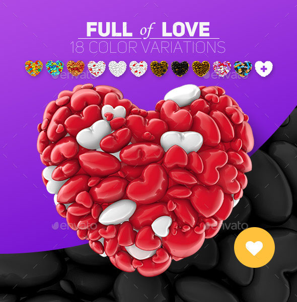 Full of Love 3D Heart with 18 Color Variations