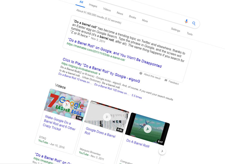 Do a barrel roll 100 times - Google Easter Eggs 