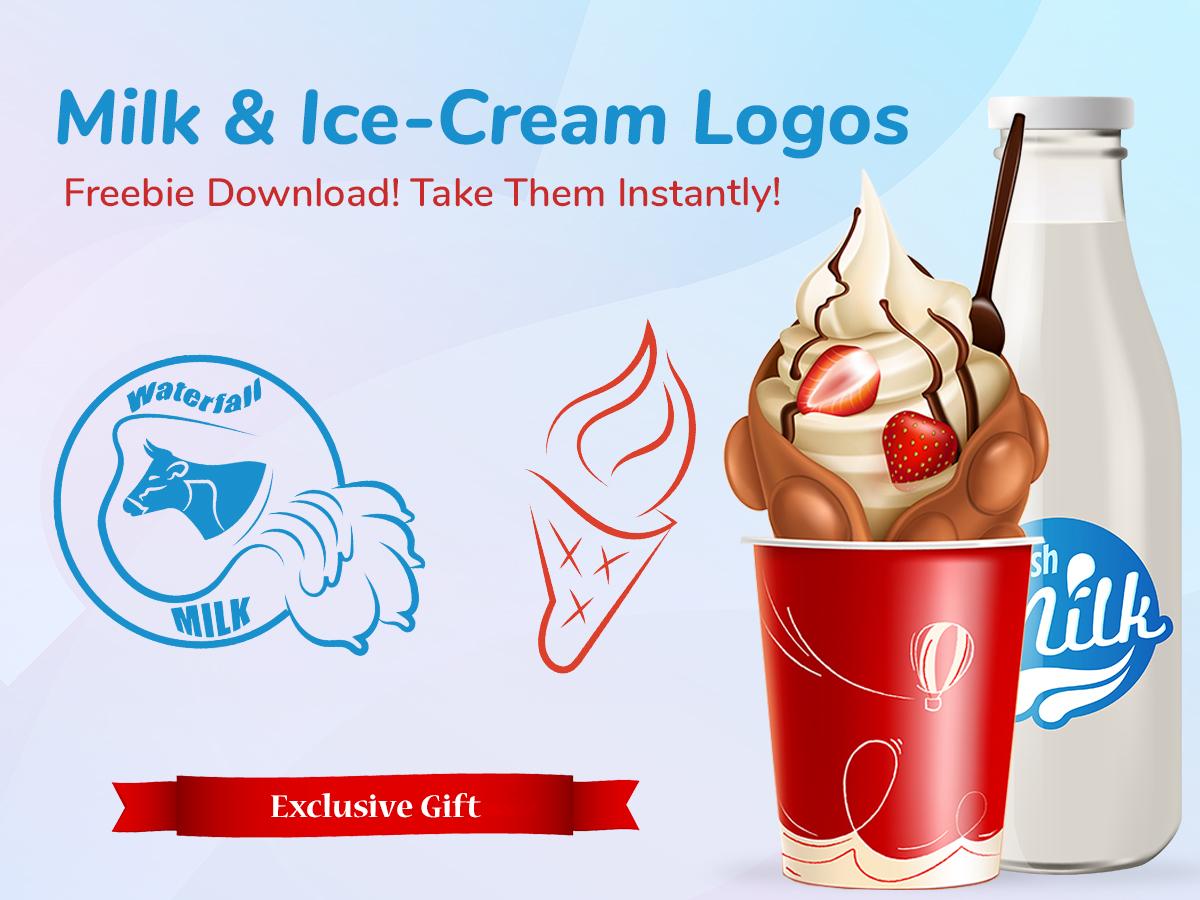 Milk and Ice-Cream Logos Freebie Download! Take Them Instantly!