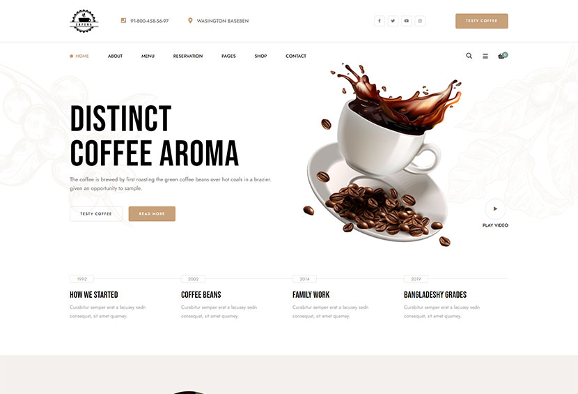 Cafena - Coffee Shop WordPress Theme