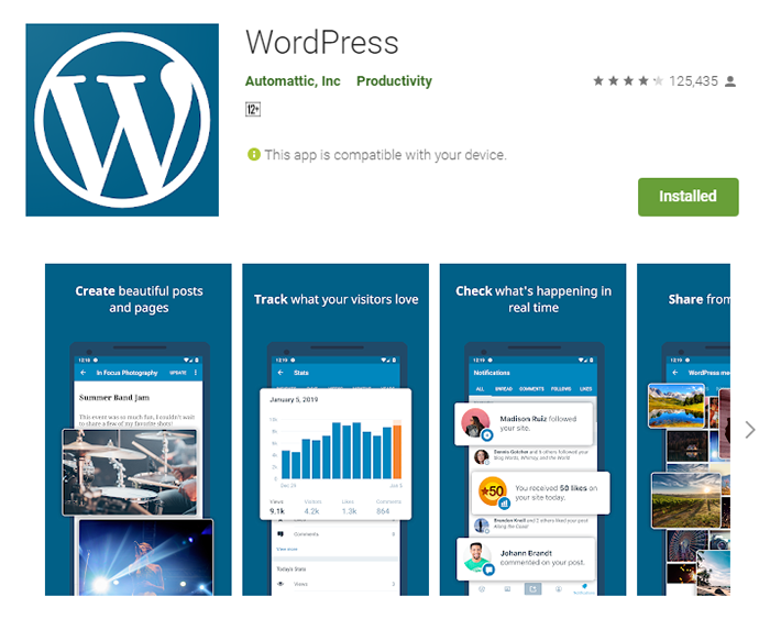 Configuration de l'application WordPress sur votre appareil mobile