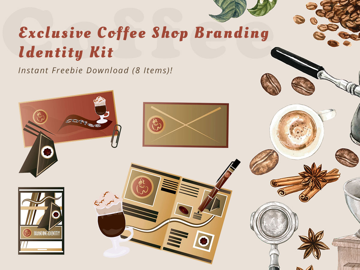 Exclusive Coffee Shop Branding Identity Kit – Instant Freebie Download (8 Items)