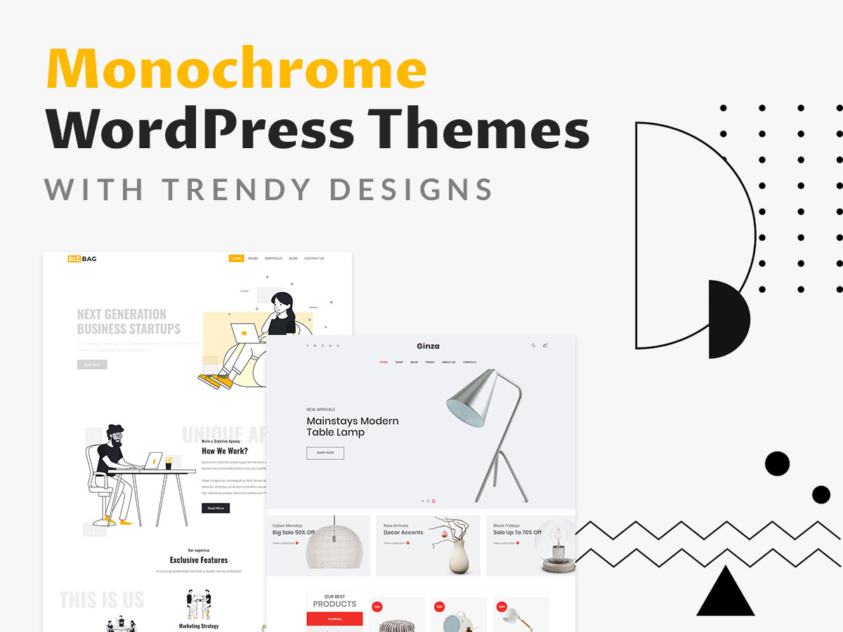 Monochrome WordPress Themes with Trendy Designs