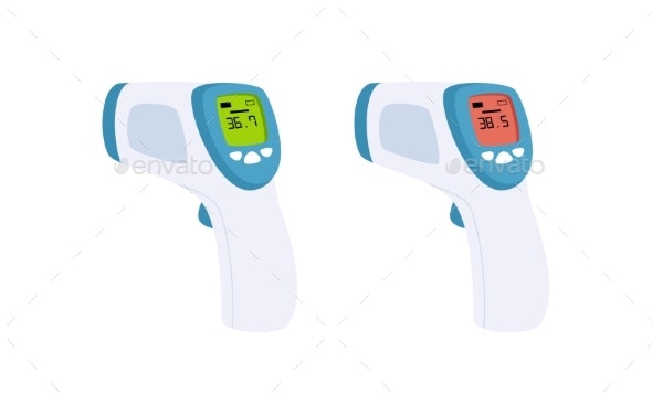 Body Temperature Check Hand Holding Infrared