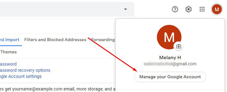 manage your google account button