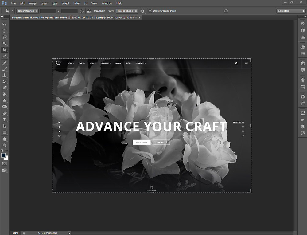 readymade theme snapshot in photoshop