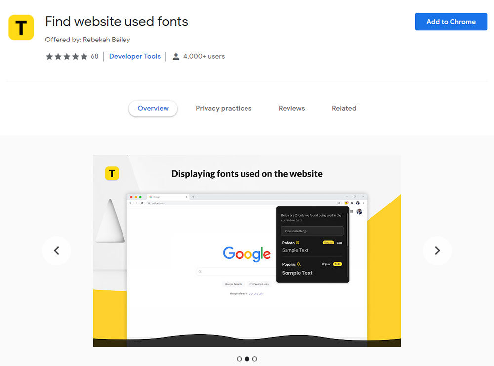 find website used font chrome extension