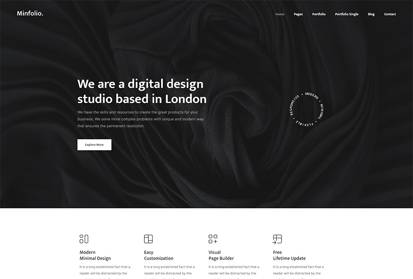 Minfolio - Minimal Portfolio WordPress Theme